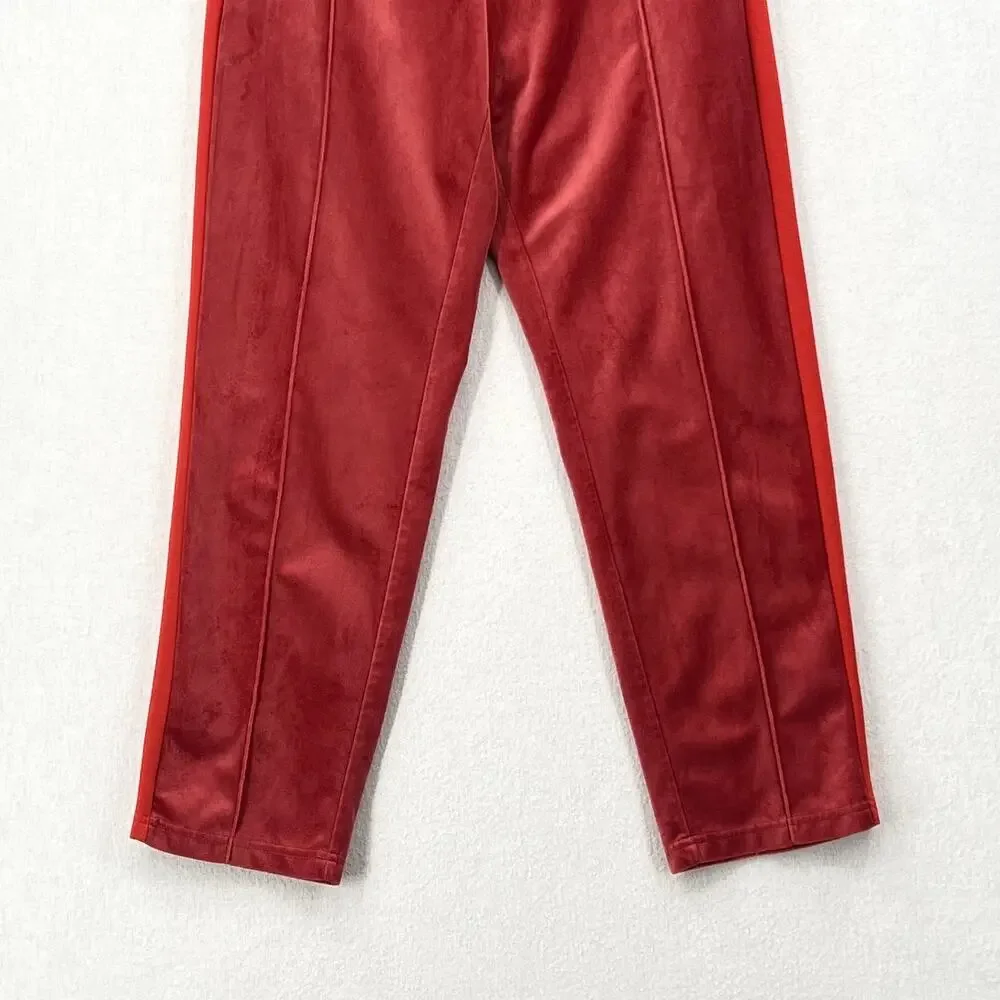 SCOTCH AND SODA The Peaks Velour Crop Track Pants Womens M Red Mid Rise Straight - Picture 7 of 16